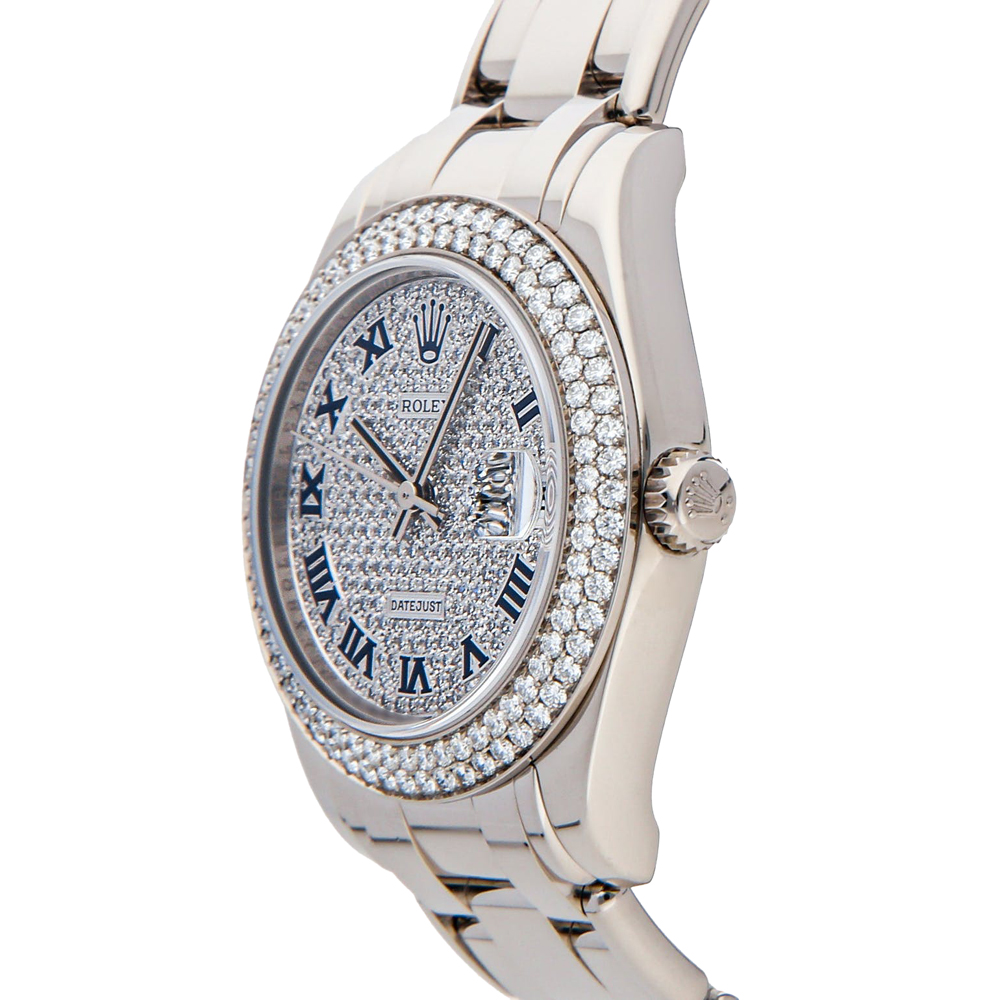 

Rolex Silver Diamonds 18K White Gold Datejust 81339 Women's Wristwatch 34 MM