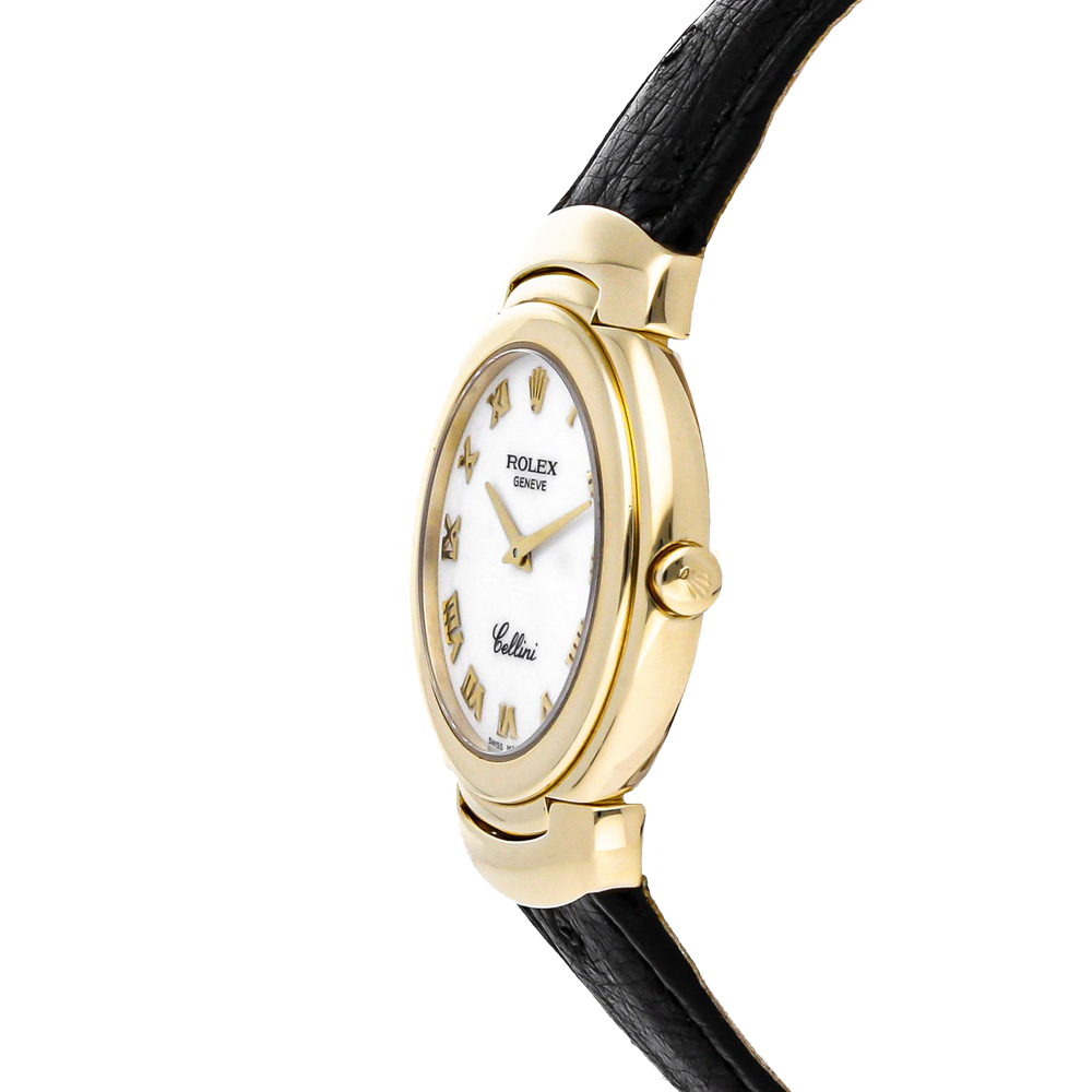 

Rolex White 18k Yellow Gold Cellini 6622/8 Women's Wristwatch 33 MM