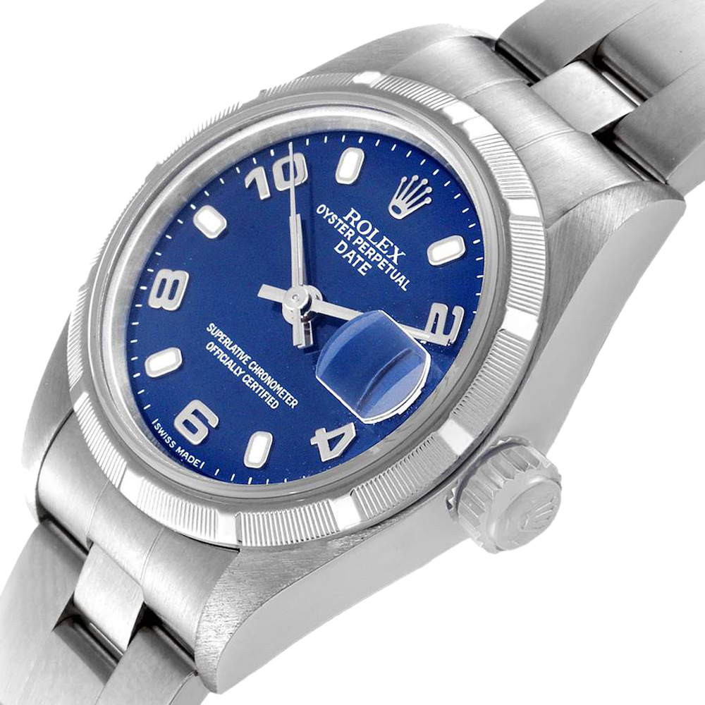 

Rolex Blue Stainless Steel Date 79190 Women's Wristwatch 25 MM