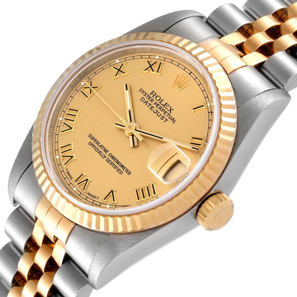 

Rolex Champagne 18K Yellow Gold And Stainless Steel Datejust 68273 Women's Wristwatch 31 MM