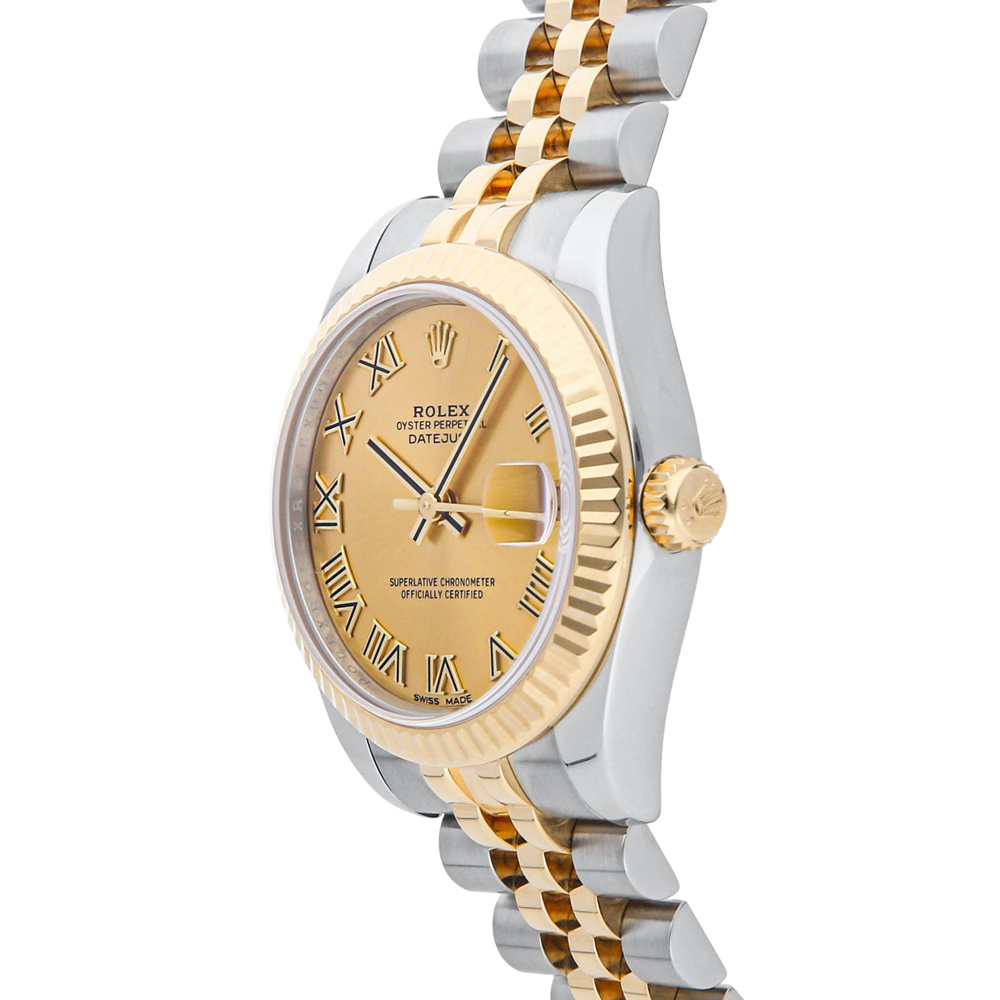 

Rolex Champagne 18K Yellow Gold And Stainless Steel Datejust 178273 Women's Wristwatch 31 MM