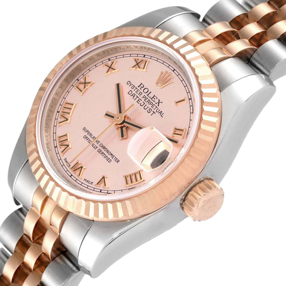 

Rolex Salmon 18K Rose Gold And Stainless Steel Datejust 179171 Women's Wristwatch 26 MM, Pink