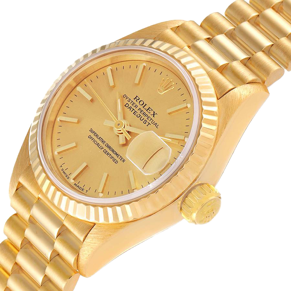 

Rolex Champagne 18K Yellow Gold President Datejust 69178 Women's Wristwatch 26 MM