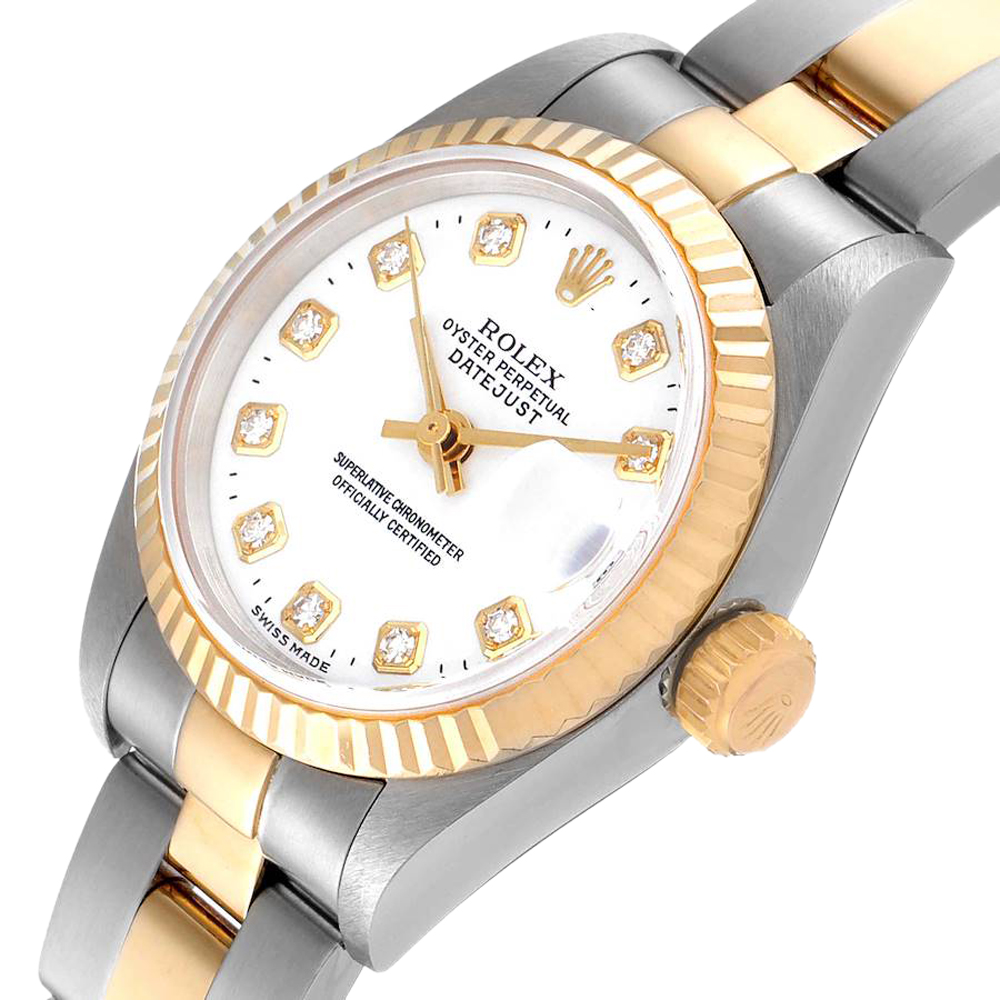 

Rolex White Diamonds 18K Yellow Gold And Stainless Steel Datejust 79173 Women's Wristwatch 26 MM