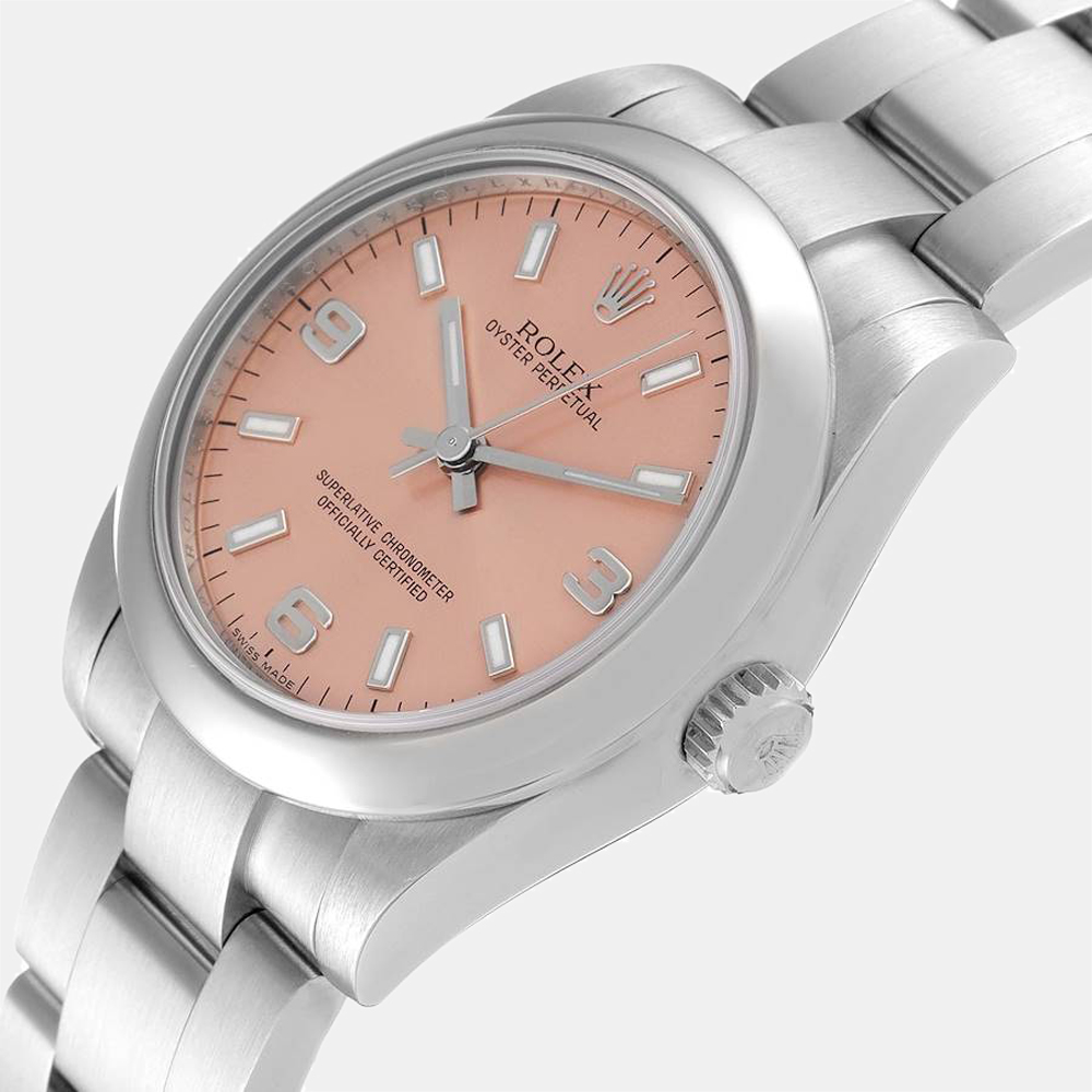 

Rolex Salmon Stainless Steel Oyster Perpetual 177200 Women's Wristwatch 31 MM, Pink