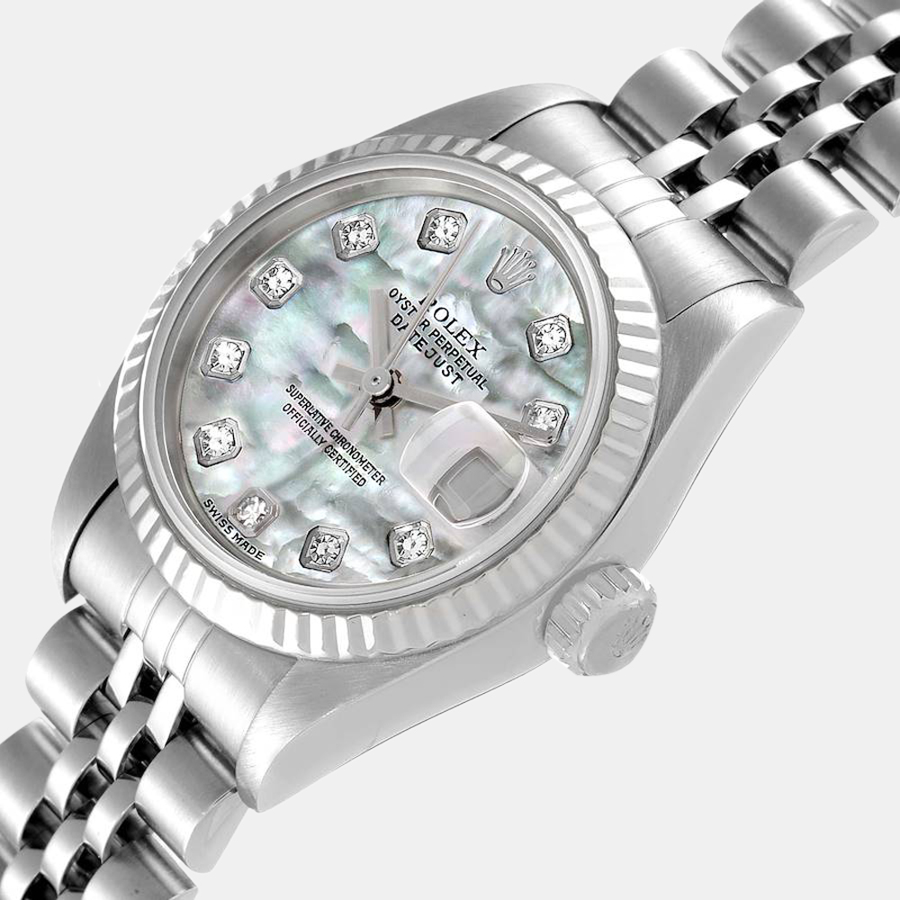 

Rolex MOP Diamonds Stainless Steel Datejust 79174 Women's Wristwatch 26 MM, White