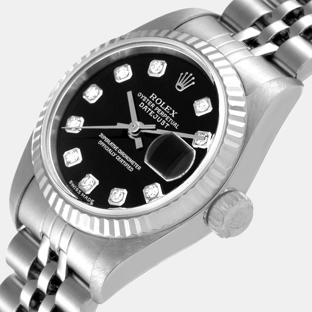 

Rolex Black Diamonds Stainless Steel Datejust 79174 Women's Wristwatch 26 MM