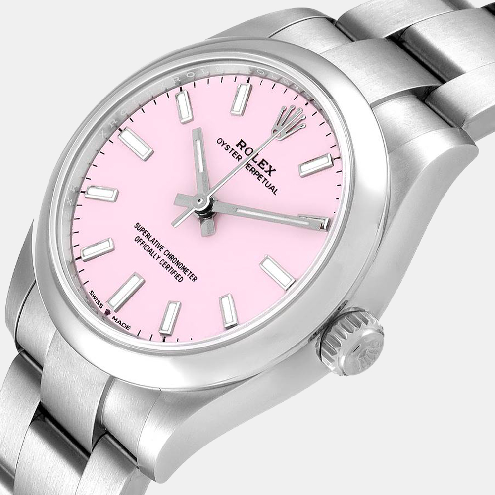 

Rolex Pink Stainless Steel Oyster Perpetual Automatic 277200 Women's Wristwatch 31 mm