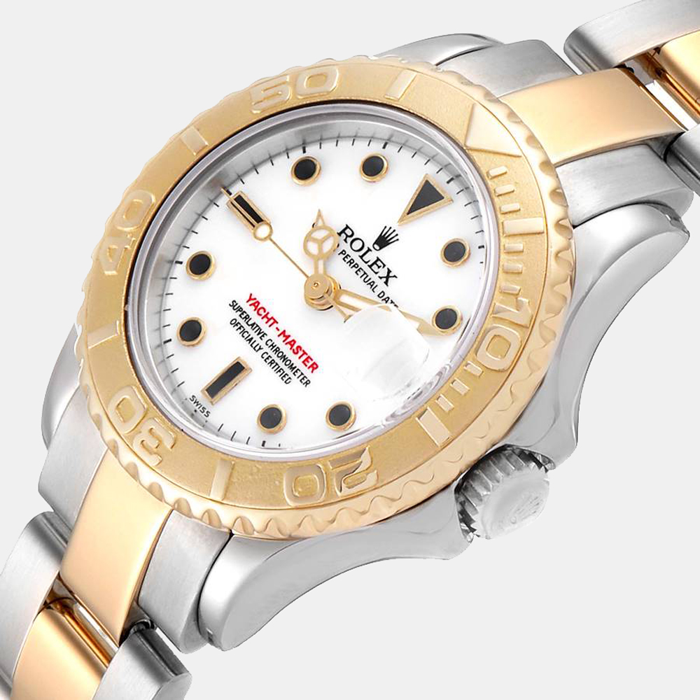 

Rolex White 18K Yellow Gold And Stainless Steel Yachtmaster 169623 Women's Wristwatch 29 mm