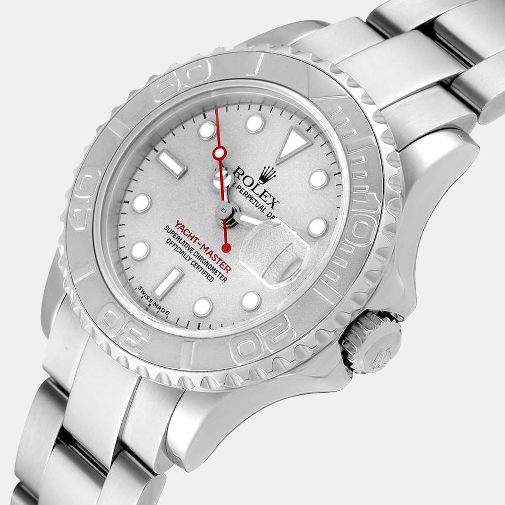 

Rolex Silver Stainless Steel Platinum Yachtmaster 169622 Women's Wristwatch 29 MM