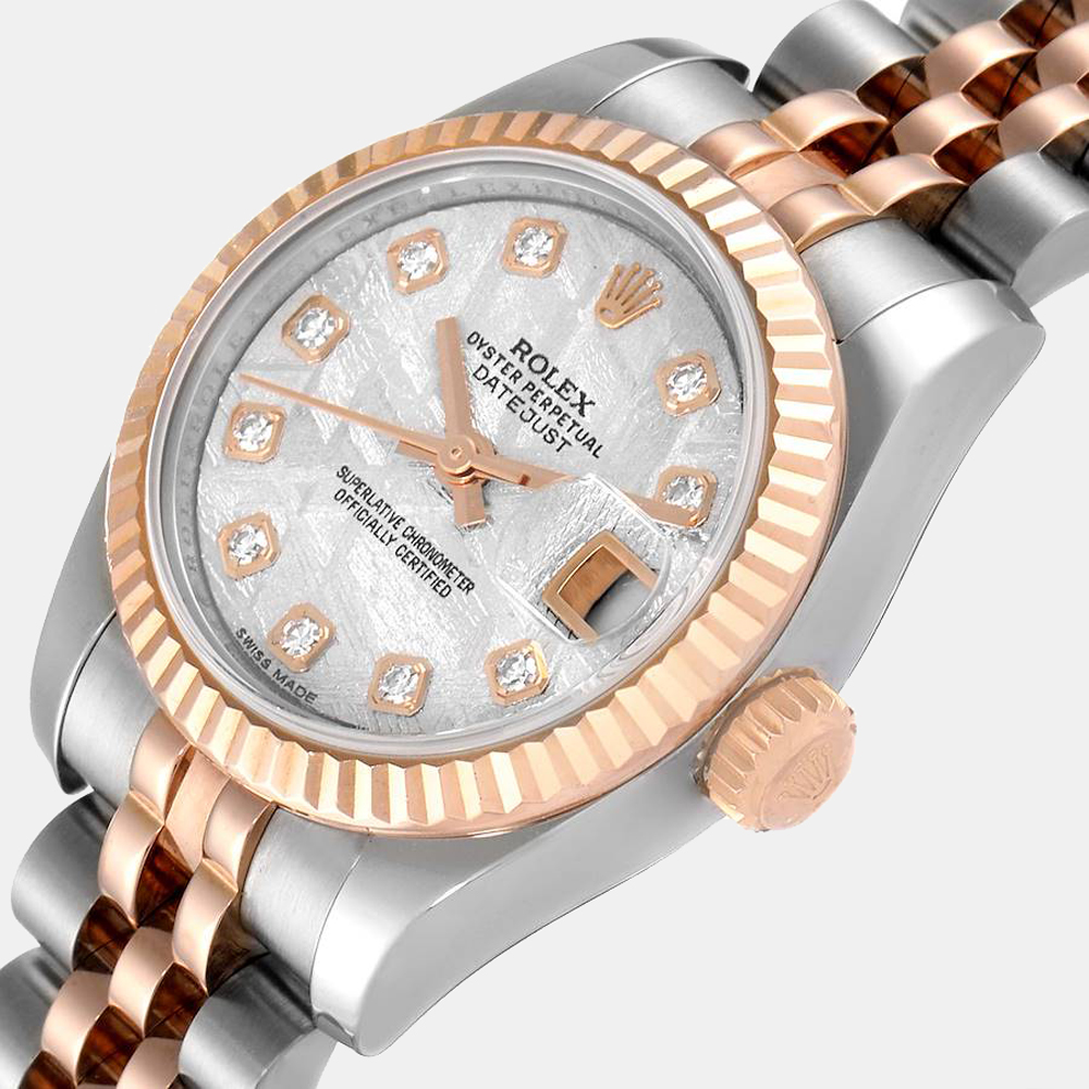 

Rolex MOP Diamonds 18K Rose Gold And Stainless Steel Datejust 179171 Women's Wristwatch 26 mm, White