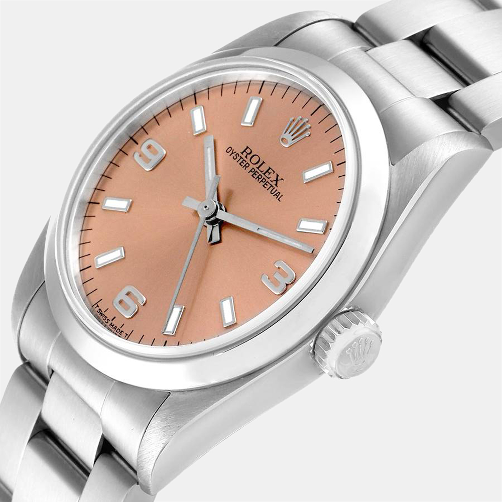 

Rolex Salmon Stainless Steel Oyster Perpetual 67480 Women's Wristwatch 31 MM, Pink