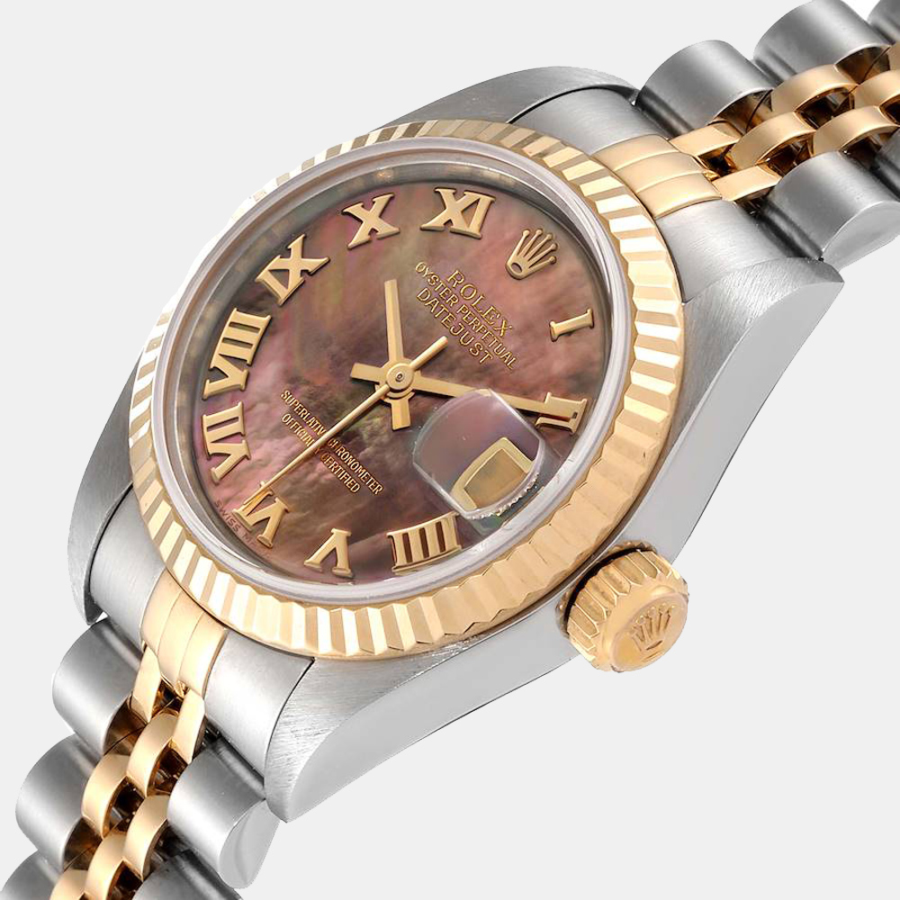 

Rolex Black MOP 18K Yellow Gold And Stainless Steel Datejust 79173 Women's Wristwatch 26 MM, Pink