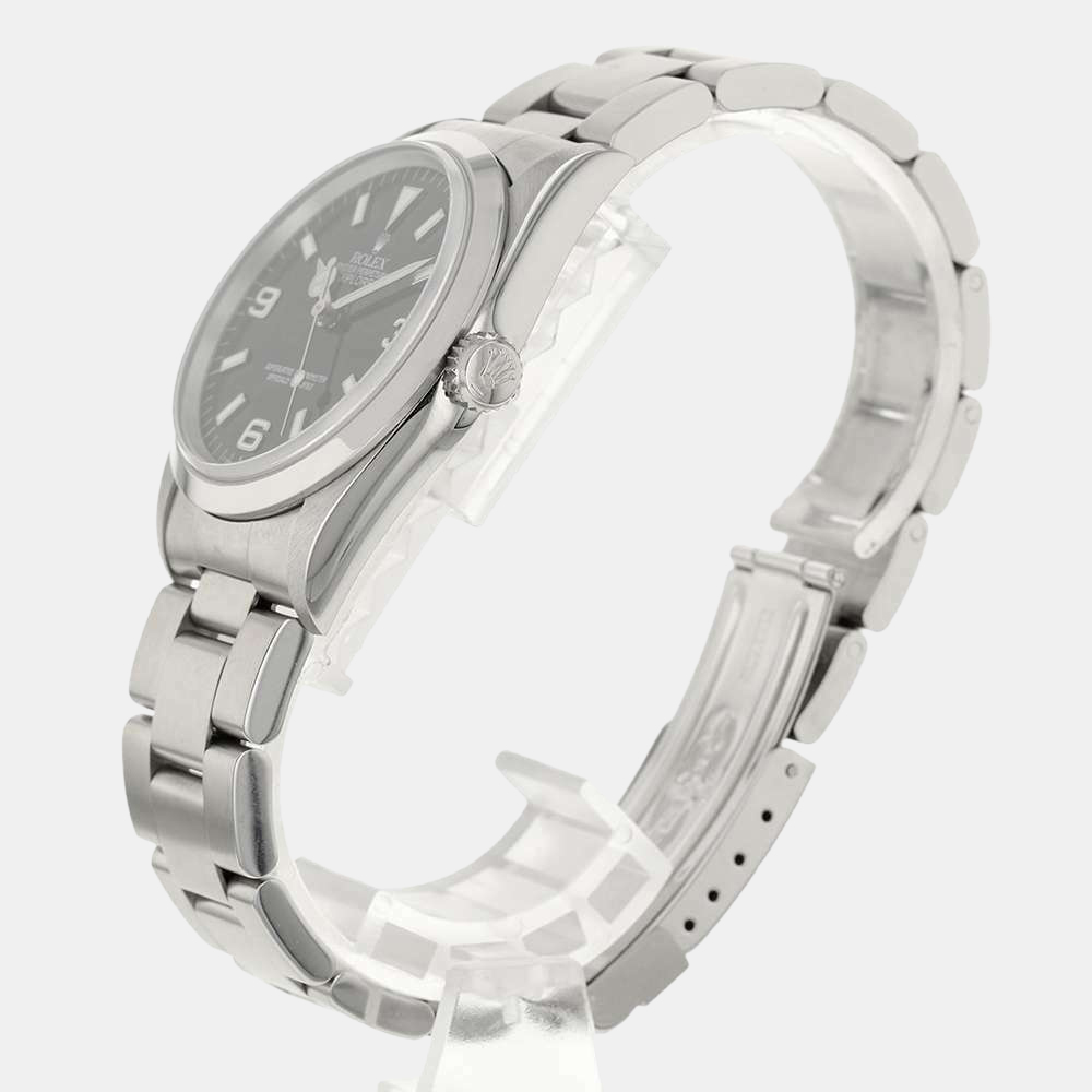 

Rolex Black Stainless Steel Explorer 14270 Men's Wristwatch 36 MM