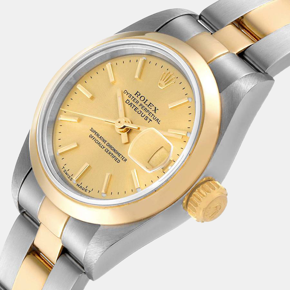 

Rolex Champagne 18k Yellow Gold And Stainless Steel Datejust 79163 Women's Wristwatch 26 MM