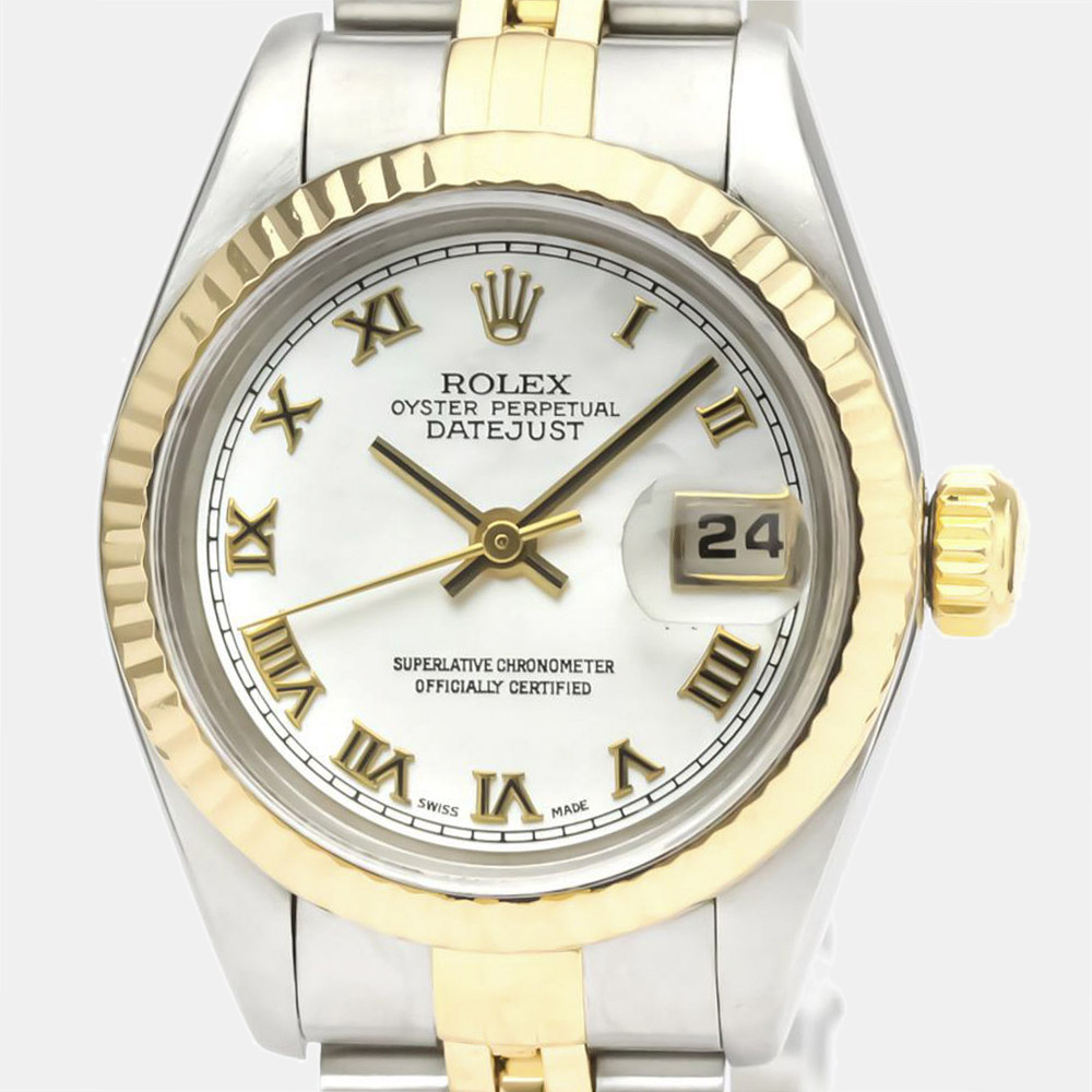

Rolex MOP 18K Yellow Gold And Stainless Steel Datejust 69173 Women's Wristwatch 26 MM, White