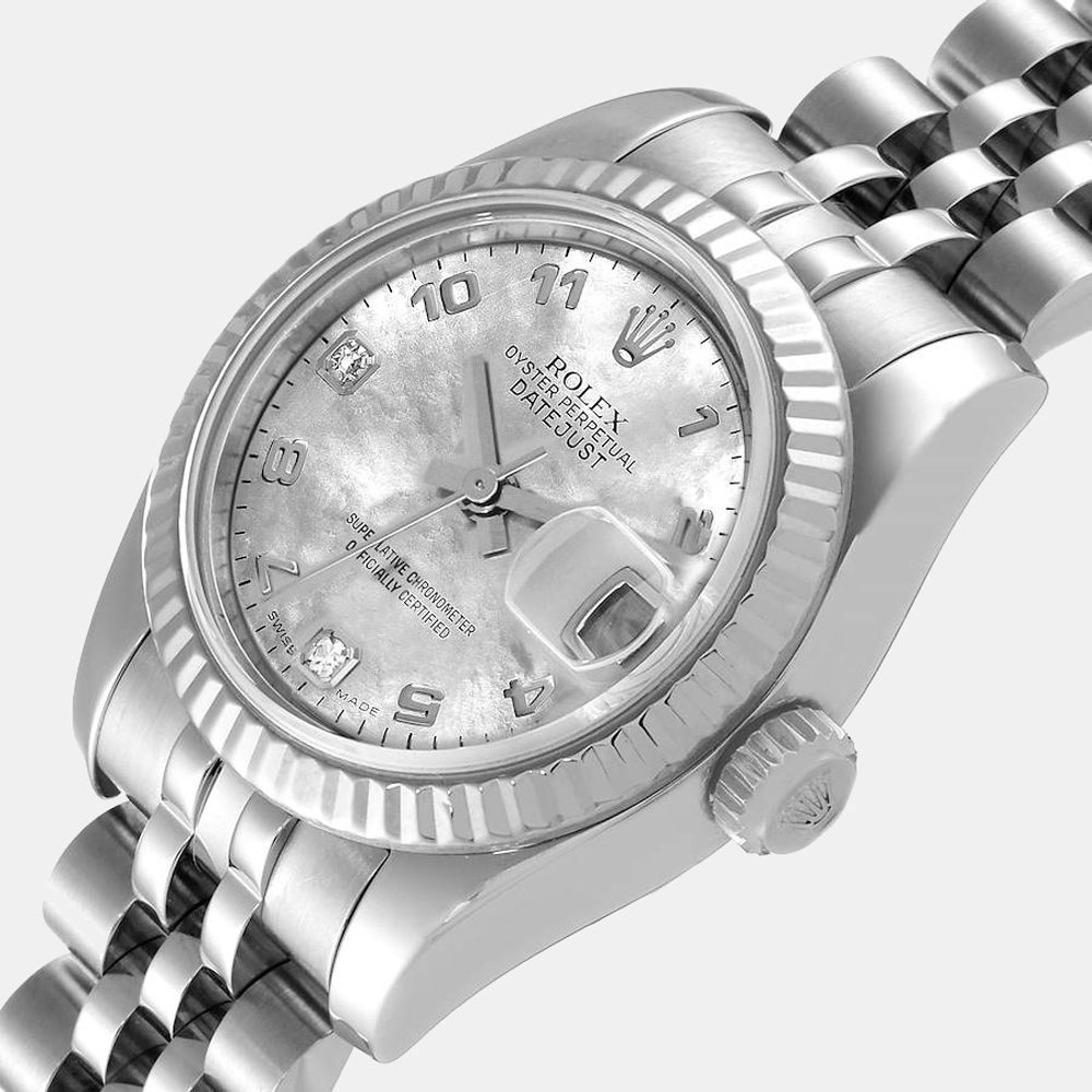 

Rolex Silver 18K White Gold And Stainless Steel Datejust 179174 Women's Wristwatch 26 mm
