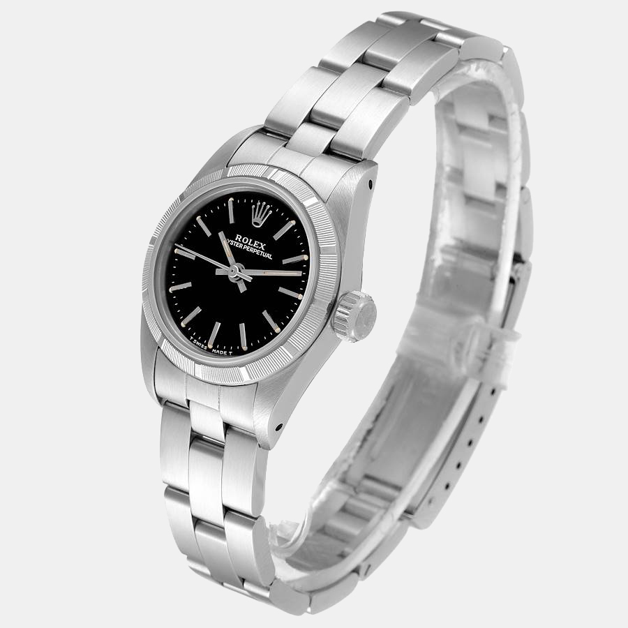 

Rolex Black Stainless Steel Oyster Perpetual, Silver