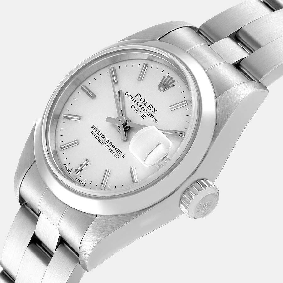

Rolex Silver Stainless Steel Oyster Perpetual Date 79160 Women's Wristwatch 26 mm