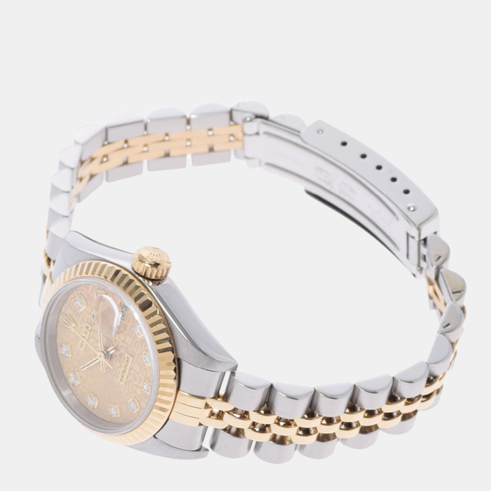

Rolex Champagne Diamonds 18K Yellow Gold And Stainless Steel Datejust 69173 Women's Wristwatch 26 mm