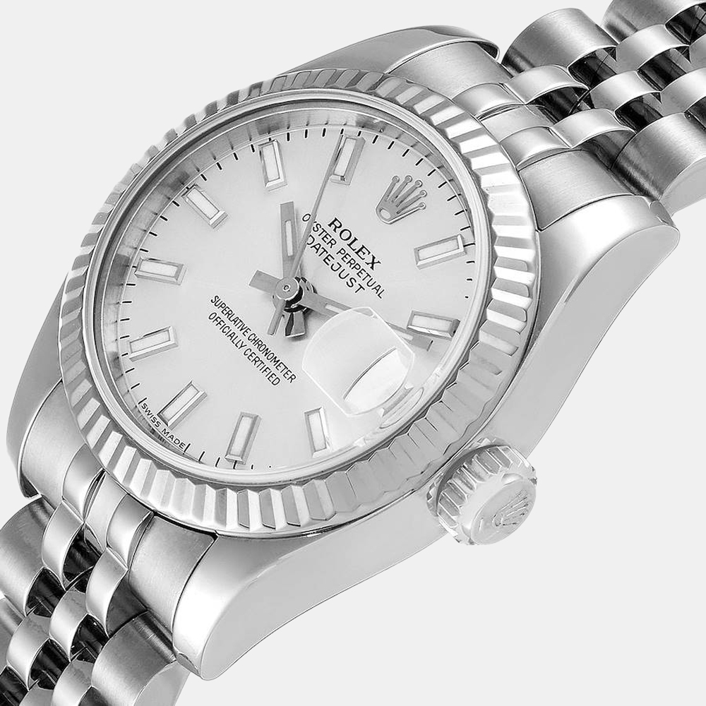 

Rolex Silver 18K White Gold And Stainless Steel Datejust 179174 Women's Wristwatch 26 mm