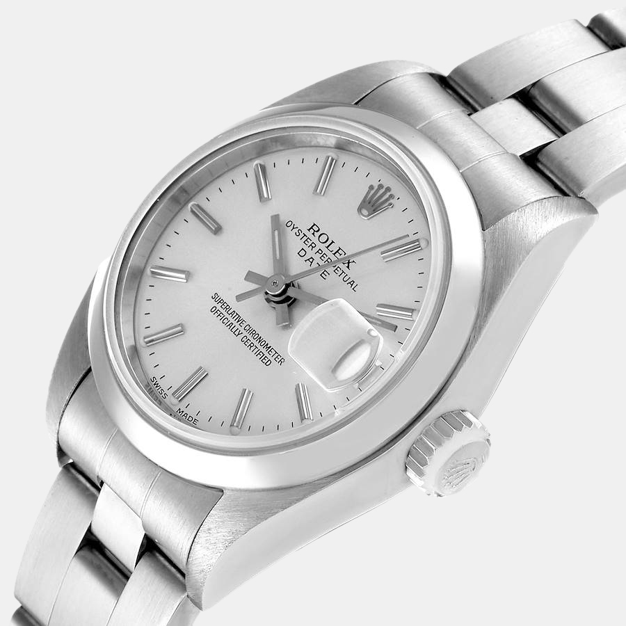 

Rolex Silver Stainless Steel Oyster Perpetual Date 79160 Women's Wristwatch 26 mm