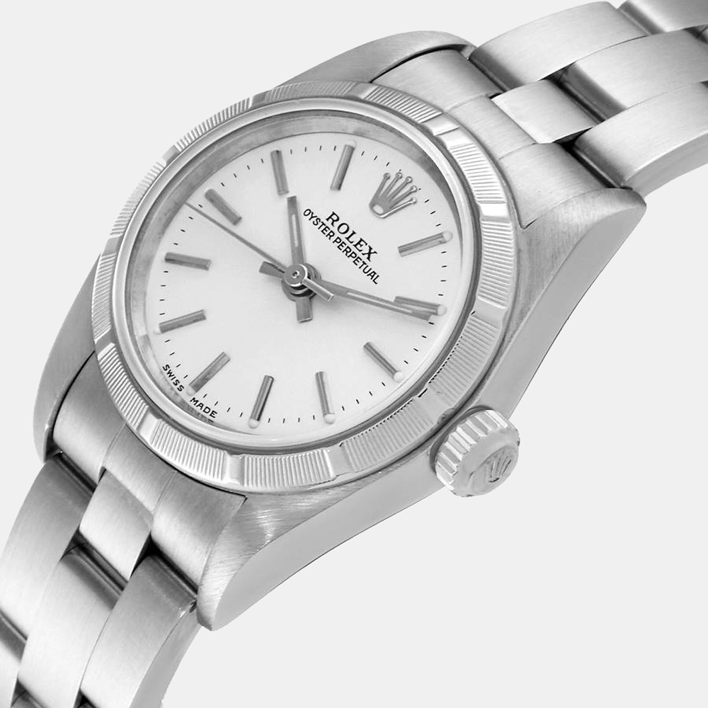 

Rolex Silver Stainless Steel Oyster Perpetual 76030 Women's Wristwatch 24 mm