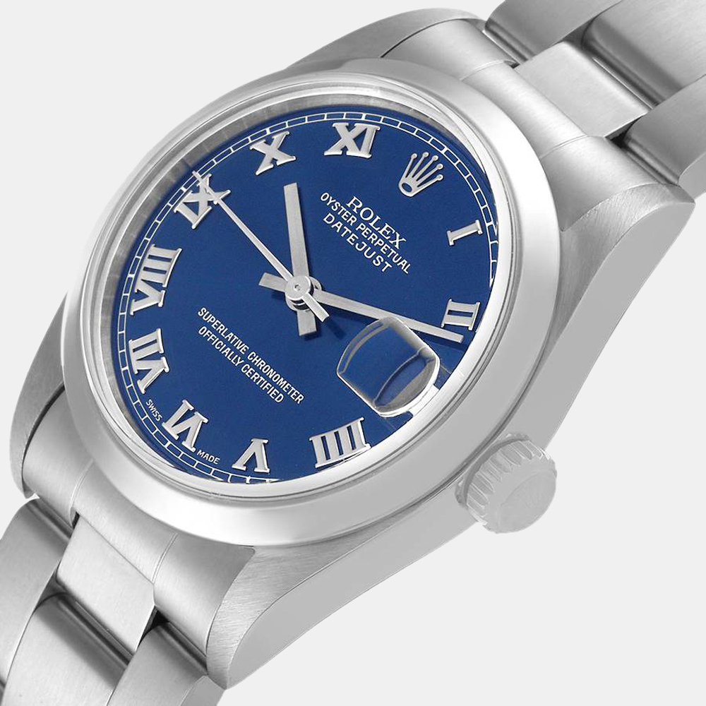 

Rolex Blue Stainless Steel Datejust 68240 Women's Wristwatch 31 mm