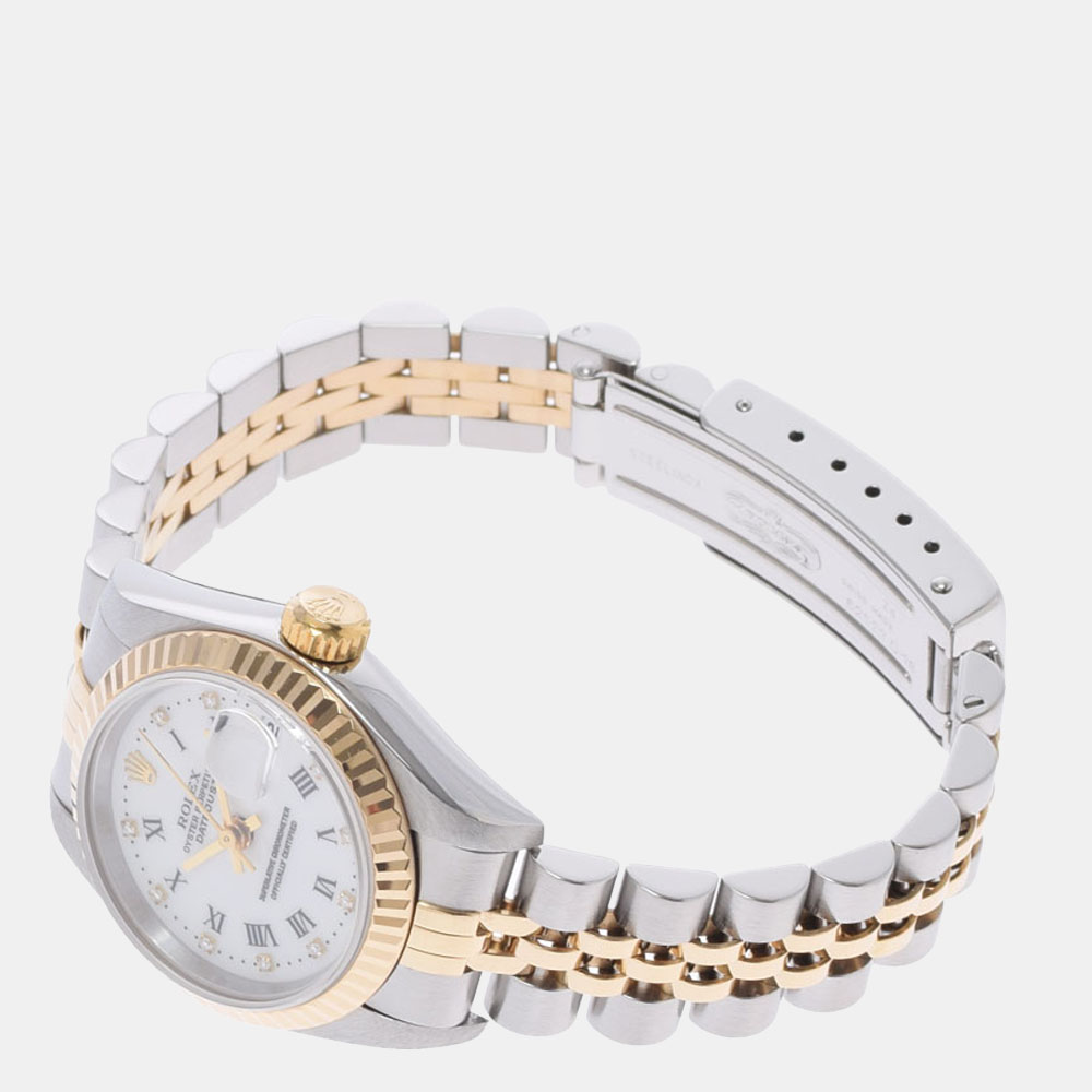 

Rolex White Diamonds 18K Yellow Gold And Stainless Steel Datejust 69173 Women's Wristwatch 26 mm