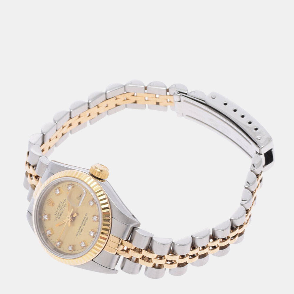 

Rolex Champagne Diamonds 18K Yellow Gold And Stainless Steel Datejust 69173 Automatic Women's Wristwatch 26 mm
