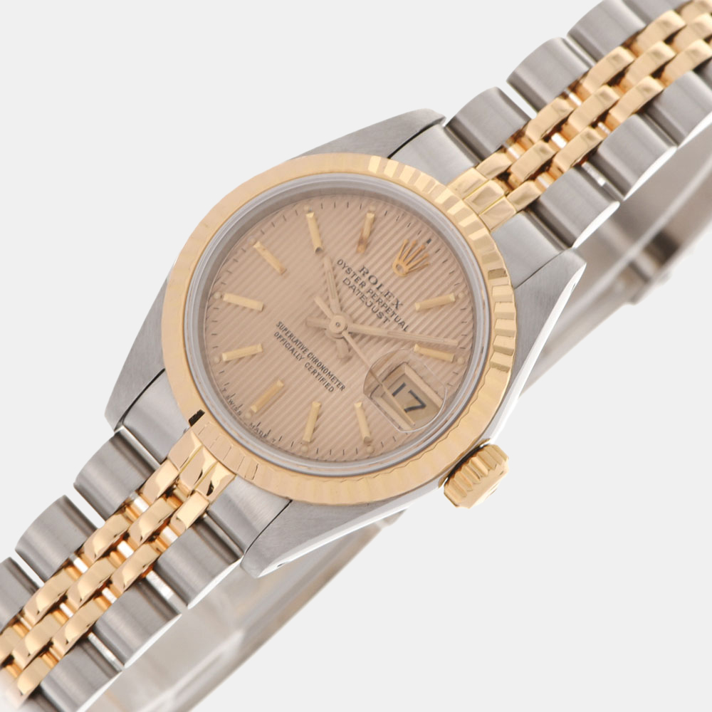 

Rolex Gold 18K Yellow Gold And Stainless Steel Datejust 69173 Automatic Women's Wristwatch 26 mm