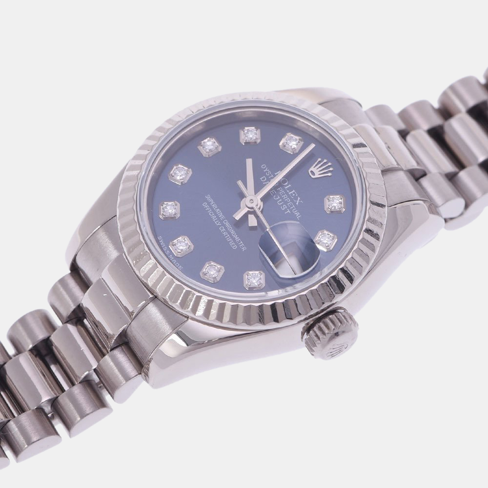 

Rolex Blue Diamonds White Gold Datejust 179179 Automatic Women's Wristwatch 25 mm