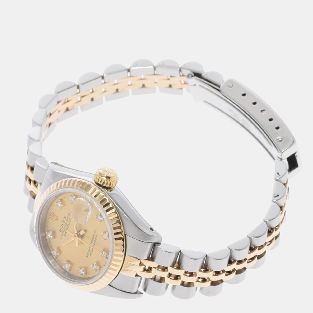 

Rolex Champagne Diamonds Yellow Gold And Stainless Steel Datejust 69173G Automatic Women's Wristwatch 26 mm