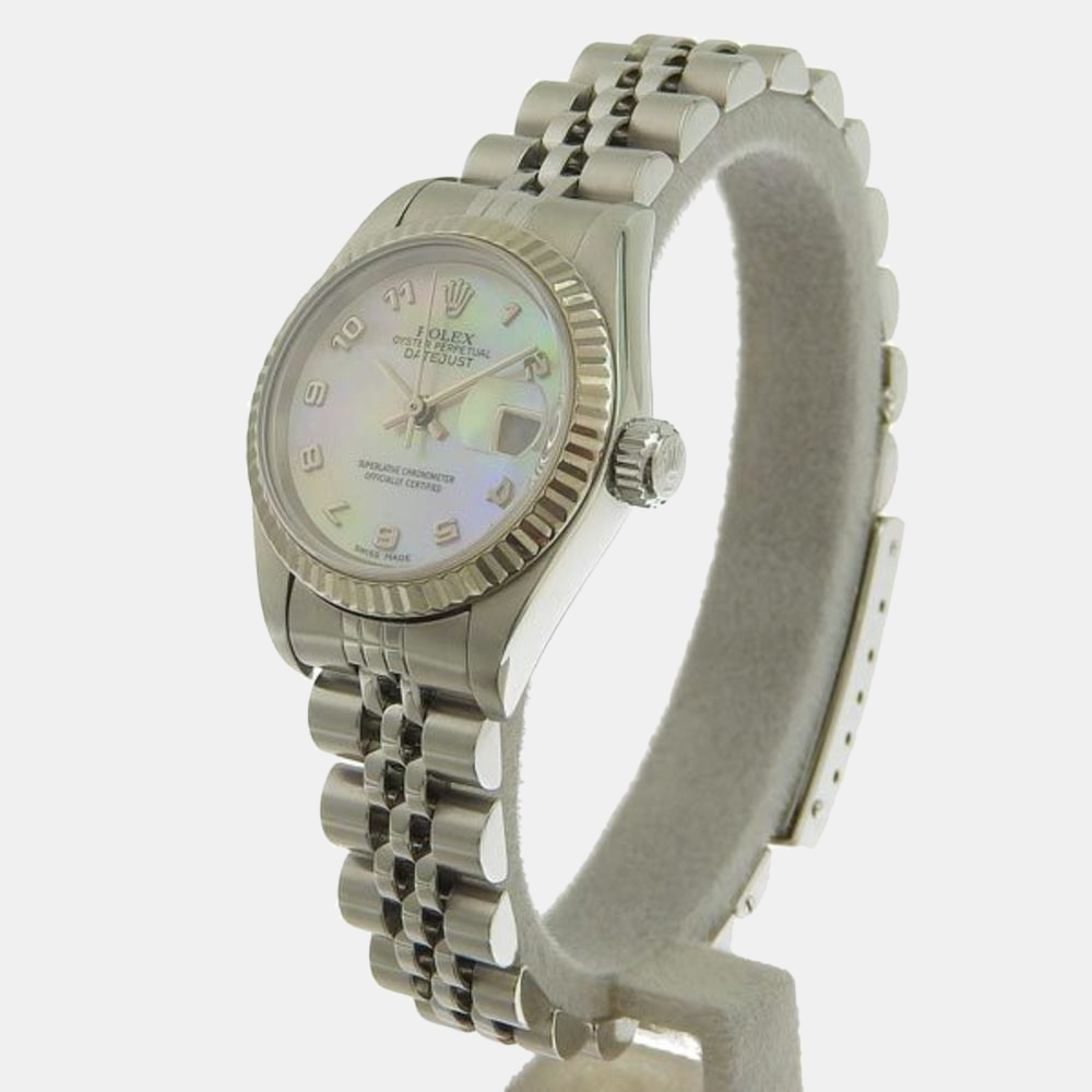 

Rolex Pink shell 18K White Gold And Stainless Steel Datejust 79174NA Automatic Women's Wristwatch 25 mm