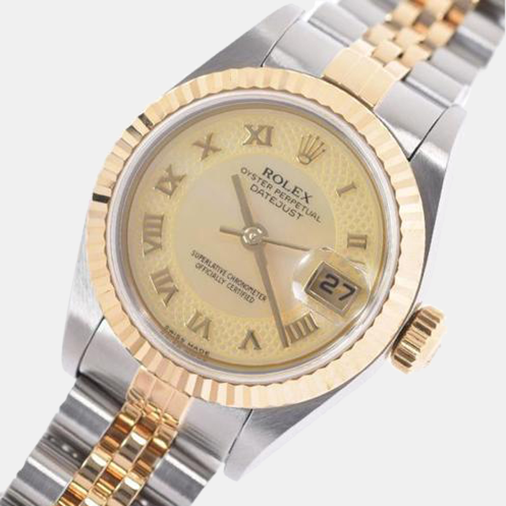 

Rolex Yellow Shell 18K Yellow Gold And Stainless Steel Datejust 79173NRD Automatic Women's Wristwatch 26 mm