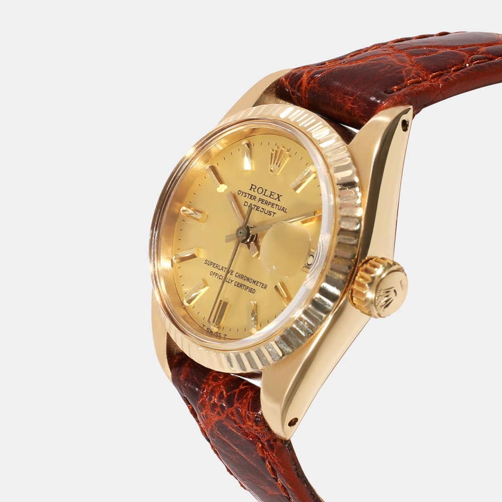 

Rolex Champagne 18K Yellow Gold Datejust 6917 Automatic Women's Wristwatch 26 mm