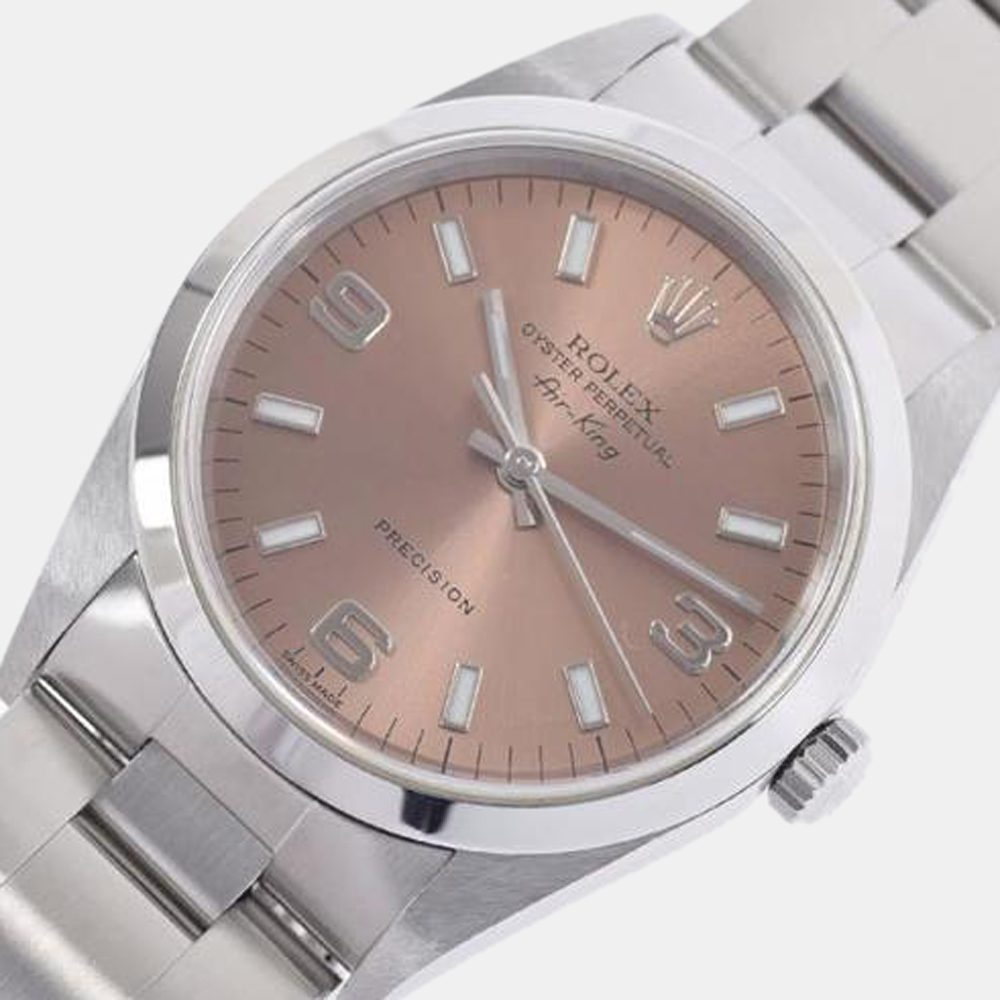 

Rolex Pink Stainless Steel Air-King 14000 Automatic Women's Wristwatch 34 mm