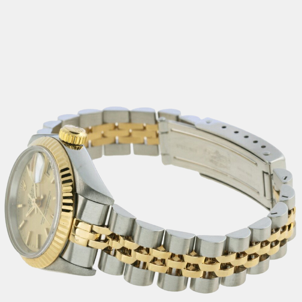 

Rolex Gold 18k Yellow Gold And Stainless Steel Datejust 69173 Automatic Women's Wristwatch 26 mm