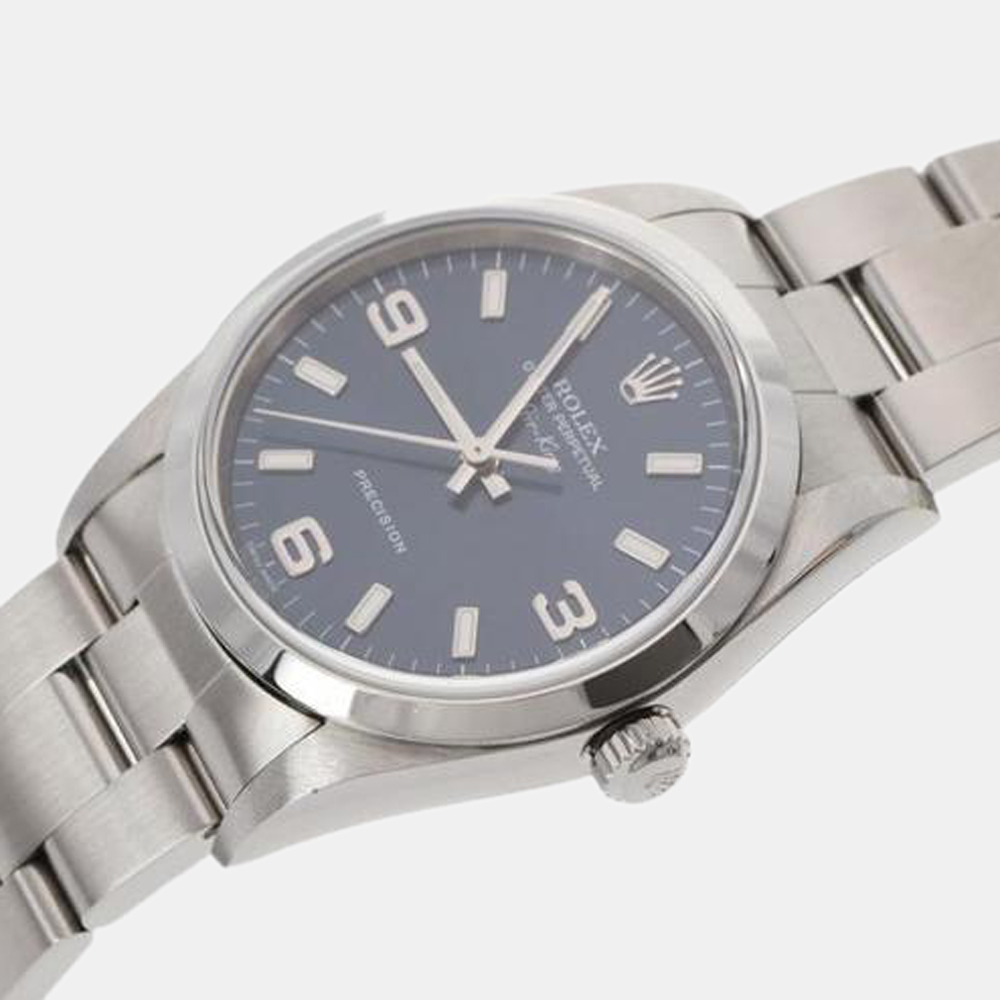 

Rolex Blue Stainless Steel Air-King 14000M Automatic Women's Wristwatch 34 mm