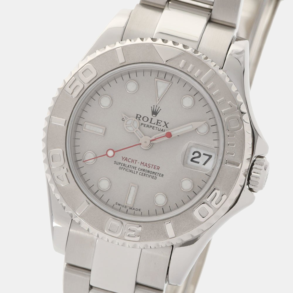 

Rolex Silver Platinum And Stainless Steel Yacht-Master 168622 Automatic Women's Wristwatch 35 mm