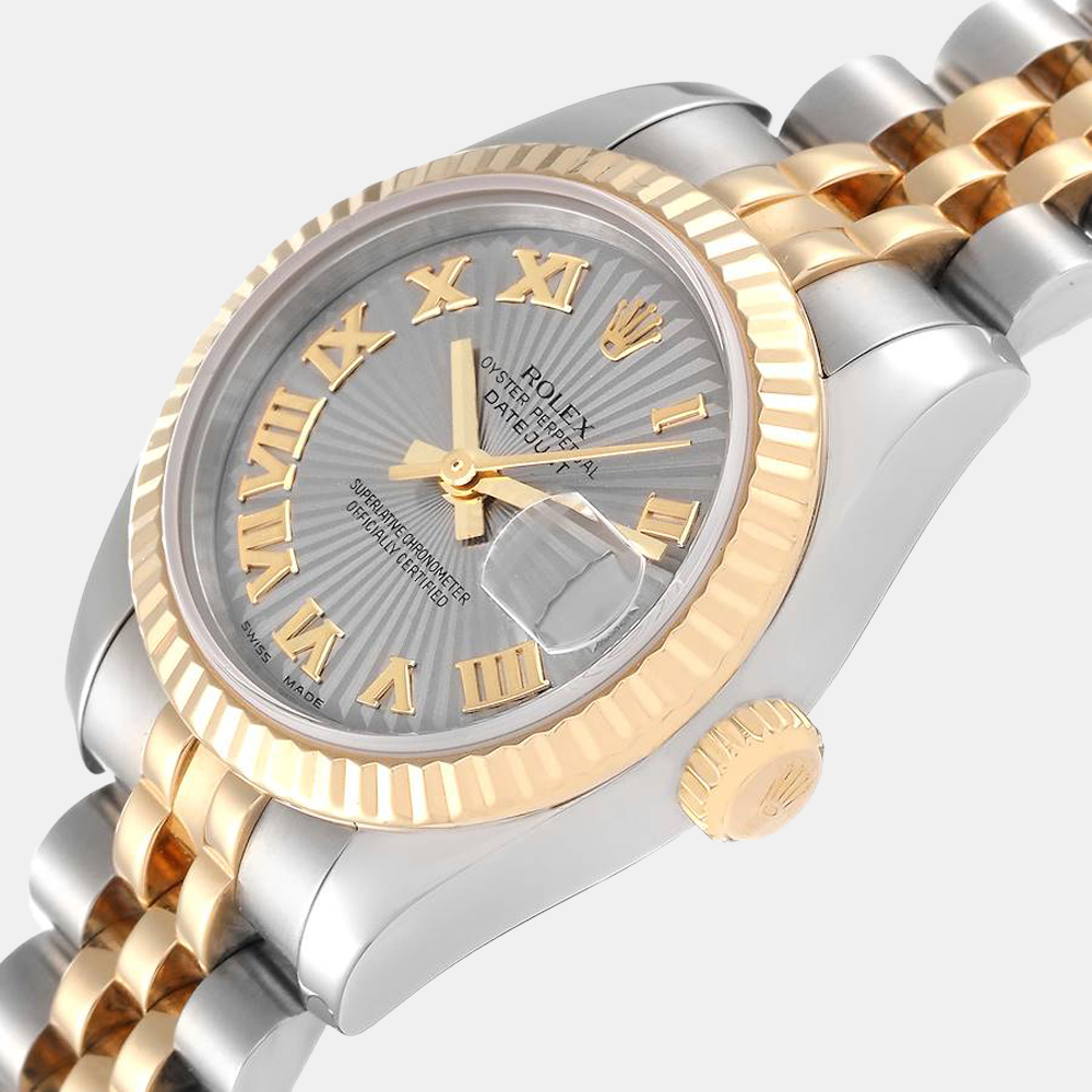 

Rolex Silver 18k Yellow Gold And Stainless Steel Datejust 179173 Automatic Women's Wristwatch 26 mm