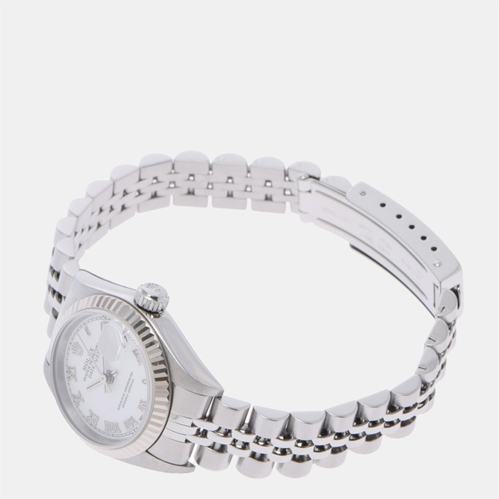 

Rolex White 18k White Gold And Stainless Steel Datejust 79174 Automatic Women's Wristwatch 26 mm