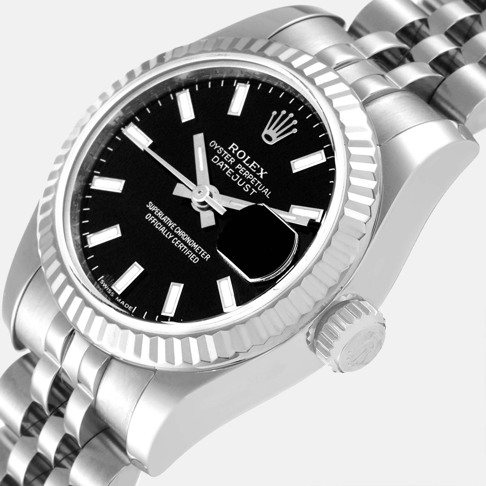 

Rolex Black 18K White Gold And Stainless Steel Datejust 179174 Automatic Women's Wristwatch 26 mm