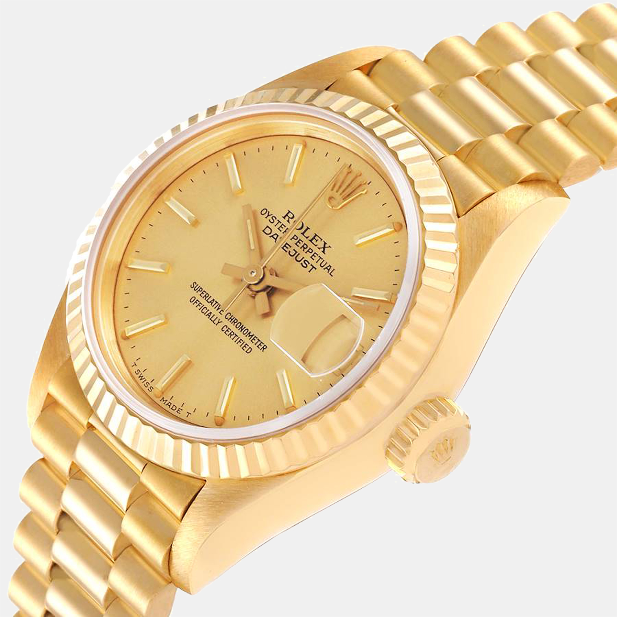 

Rolex Champagne 18K Yellow Gold President Datejust 69178 Automatic Women's Wristwatch 26 mm