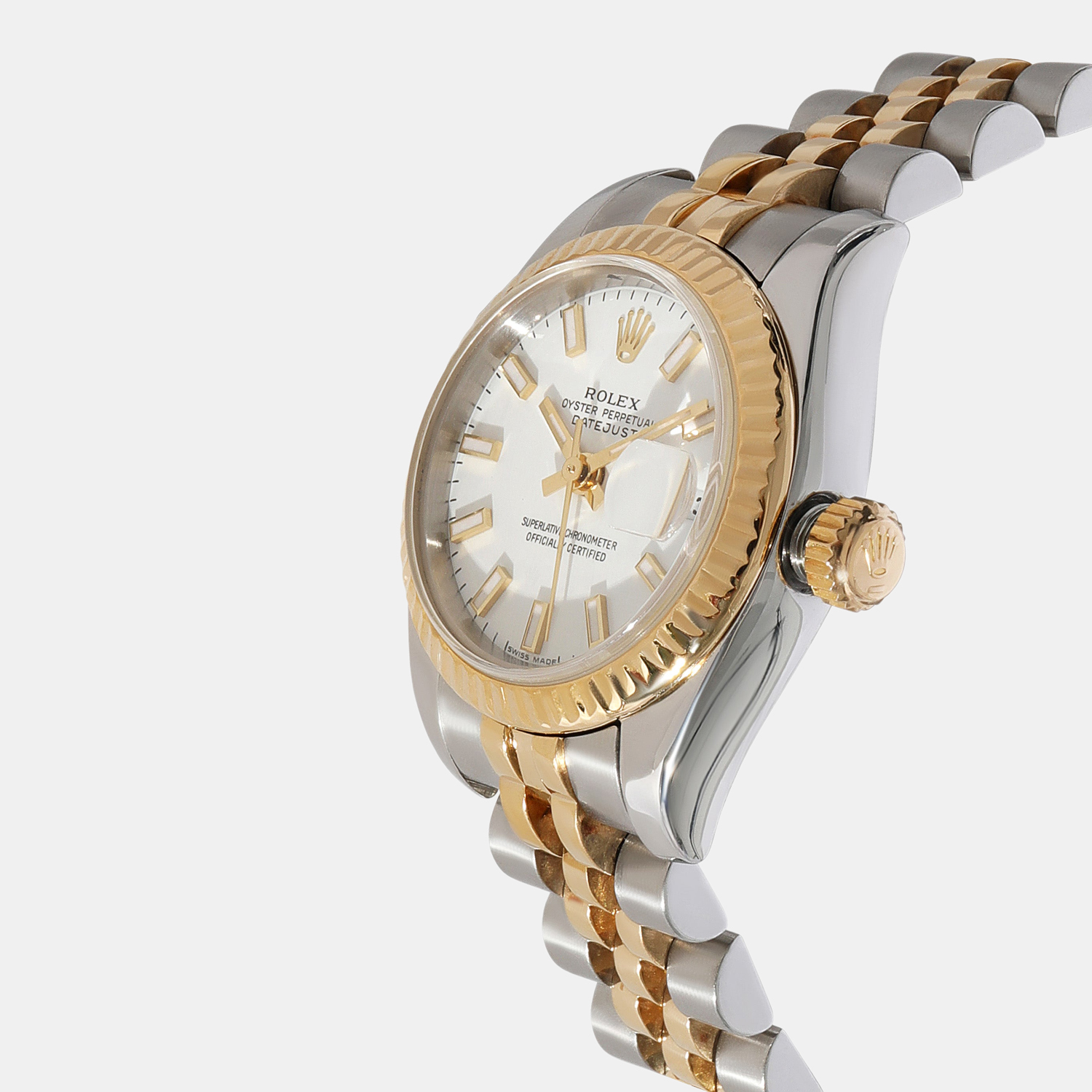 

Rolex White 18k Yellow Gold And Stainless Steel Datejust 179173 Automatic Women's Wristwatch 26 mm
