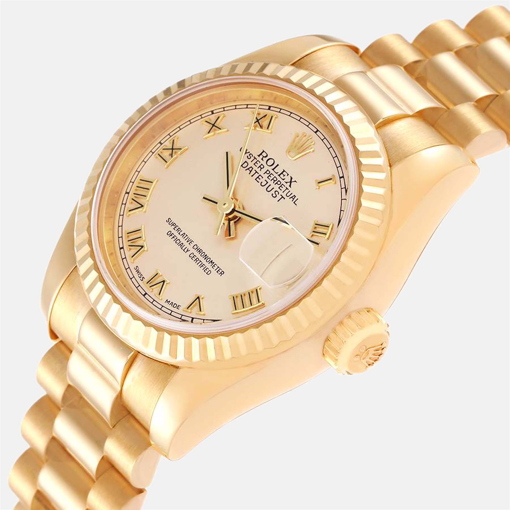 

Rolex Champagne 18K Yellow Gold President Datejust 179178 Automatic Women's Wristwatch 26 mm