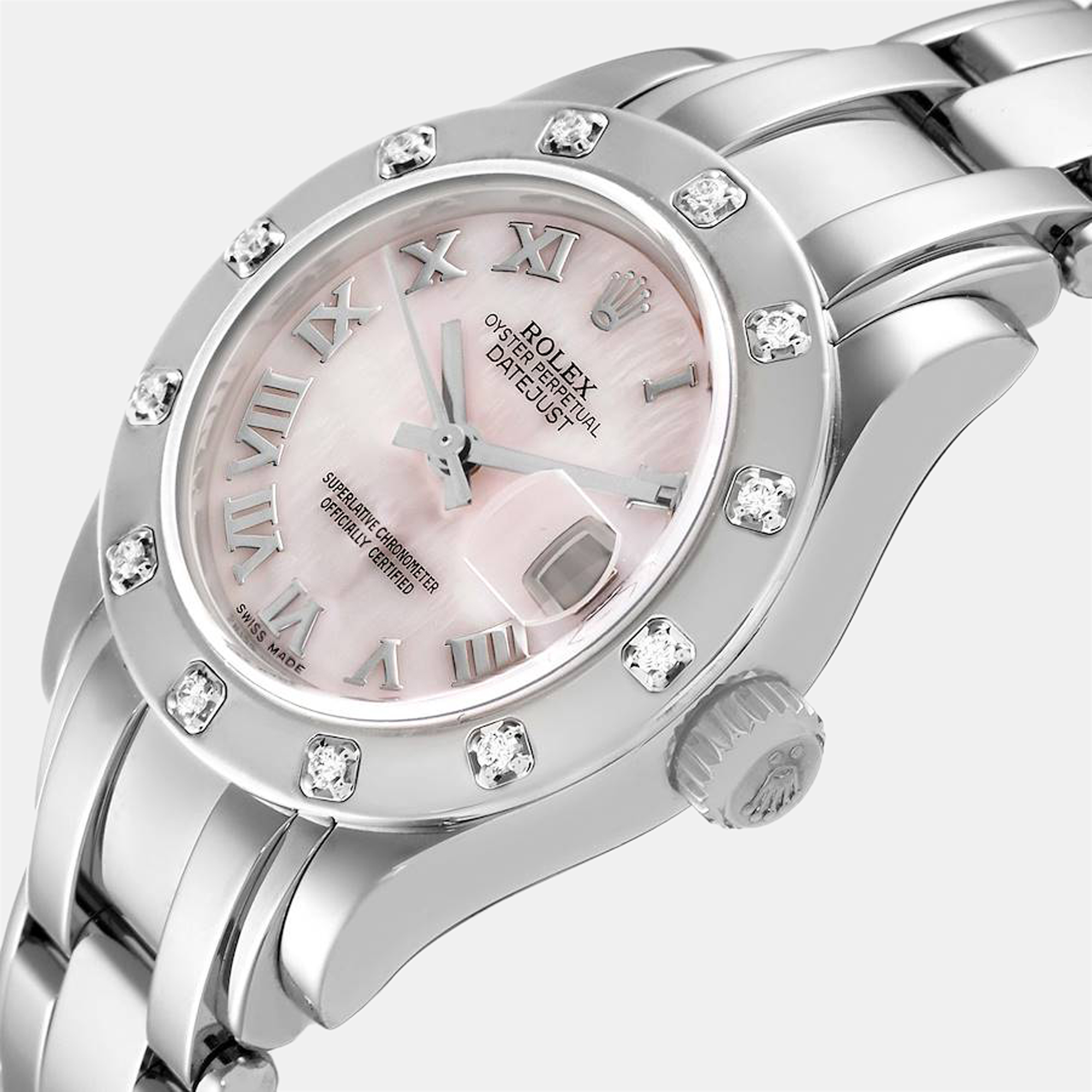 

Rolex MOP Diamonds 18K White Gold Pearlmaster 80319 Automatic Women's Wristwatch 29 mm