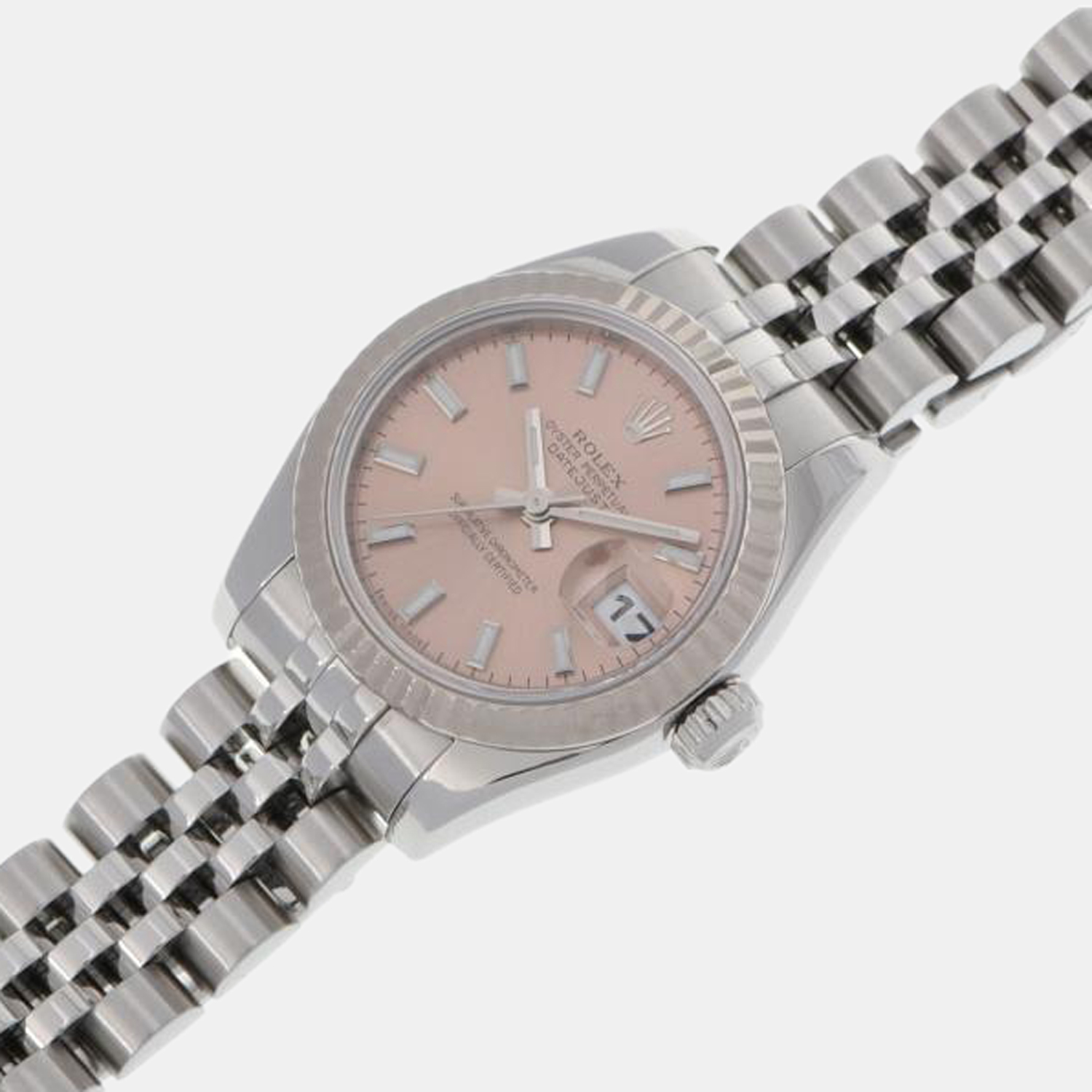 

Rolex Pink 18k White Gold And Stainless Steel Datejust 179174 Automatic Women's Wristwatch 26 mm