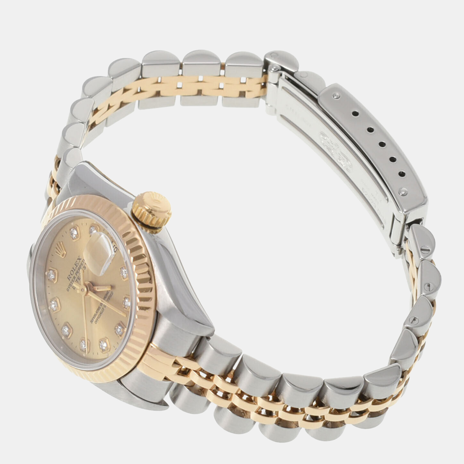 

Rolex Champagne Diamonds 18k Yellow Gold And Stainless Steel Datejust 69173G Automatic Women's Wristwatch 26 mm