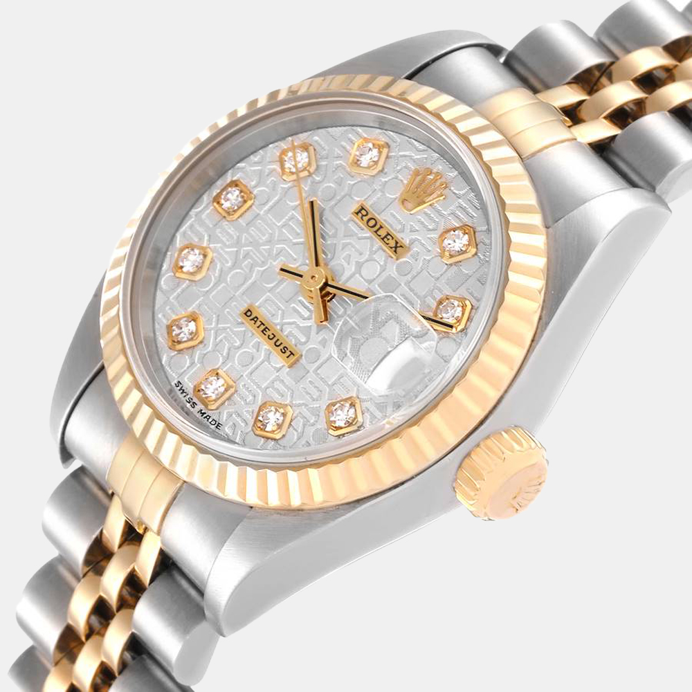 

Rolex Silver 18k Yellow Gold And Stainless Steel Datejust 79173 Automatic Women's Wristwatch 26 mm
